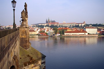 Image showing Charles bridge and churches