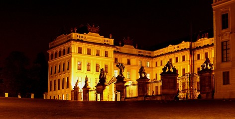 Image showing Prague president palace at night