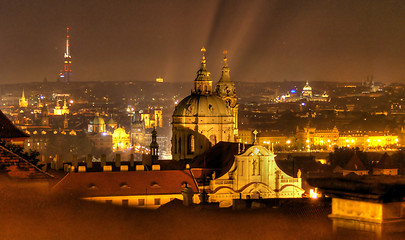 Image showing Prague view and church at night