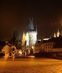 Image showing Prague Charle's bridge at night