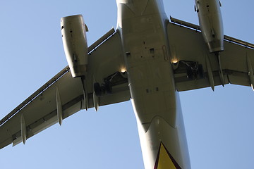 Image showing above flying airplane 