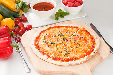 Image showing Italian original thin crust pizza