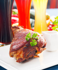 Image showing original German BBQ pork  knuckle