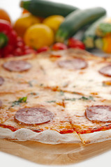 Image showing Italian original thin crust  pepperoni pizza