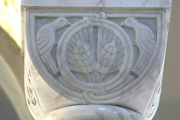 Image showing Symbol of the Eucharist, historic church column ornate detail