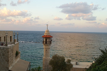 Image showing minaret in a sunset