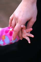 Image showing Child Girl and mother hands