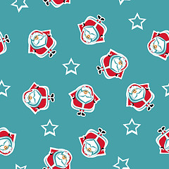 Image showing Seamless pattern with Santa and stars. Vector illustration  