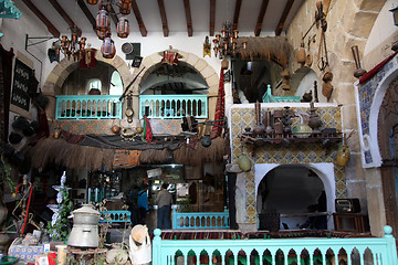 Image showing Interior of arabic coffee bar, Sousse, Tunisia