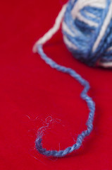 Image showing Ball of yarn and knitting skewers