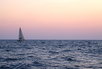 Image showing sunset on a yacht