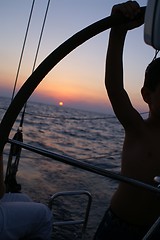 Image showing a child  silhouette on a yacht