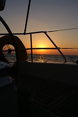 Image showing sunset on a yacht