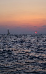 Image showing sunset on a yacht