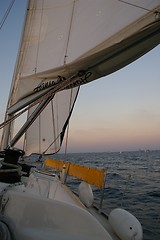 Image showing sunset on a yacht