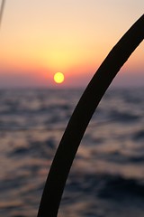 Image showing sunset on a yacht