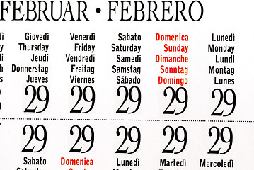 Image showing Calendar of leap year, February