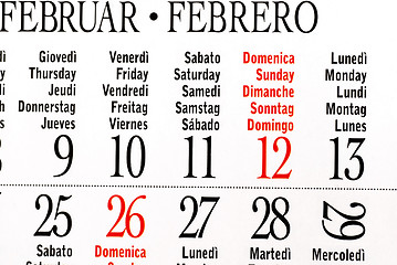 Image showing Calendar of leap year, February