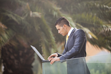 Image showing Modern businessman at the office balcony