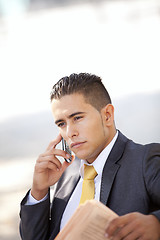 Image showing Businessman working at the park