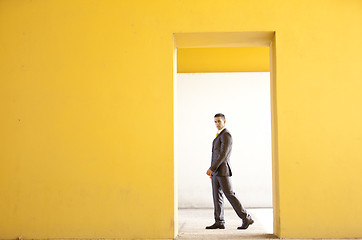 Image showing Confident businessman walking