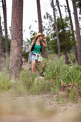 Image showing Woman hiking at the forest