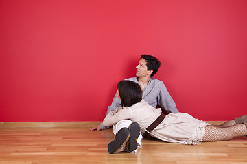 Image showing mature couple enjoying the new house