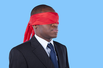 Image showing blindfold african businessman