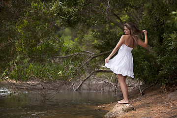 Image showing Beauty young woman enjoying nature