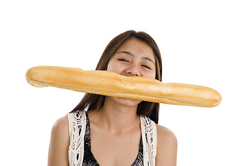 Image showing woman with french bread