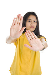 Image showing woman with stop gesture