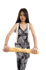 Image showing woman with french bread