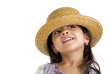 Image showing cute girl with straw hat