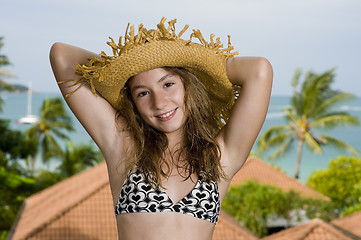 Image showing teenager in front of a holiday resort