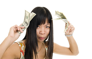 Image showing young asian woman money