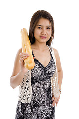 Image showing woman with french bread