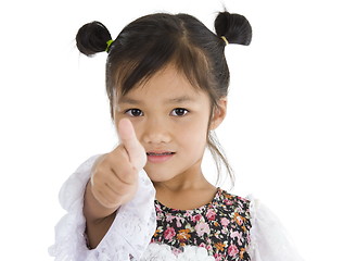 Image showing cute Asian girl with thumb up