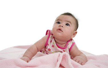Image showing multi-racial baby looking up