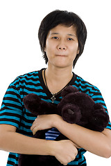 Image showing asian woman with teddy bear