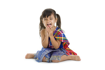 Image showing little girl in traditional thai laughing