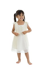 Image showing cute girl with nice dress on white