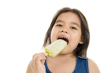 Image showing little girl eating ice cream