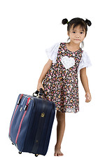 Image showing small girl with big suitcase