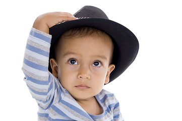 Image showing cute little boy with hat, isolated on white background