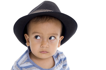 Image showing cute little boy with hat, isolated on white background