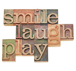 Image showing smile, laugh, play word abstract