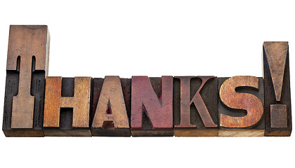 Image showing thanks in letterpress type