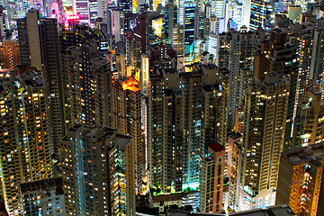 Image showing buildings at night in Hong Kong