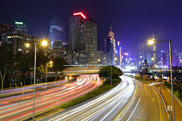 Image showing traffic in downtown at night