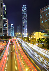 Image showing traffic through downtown at night